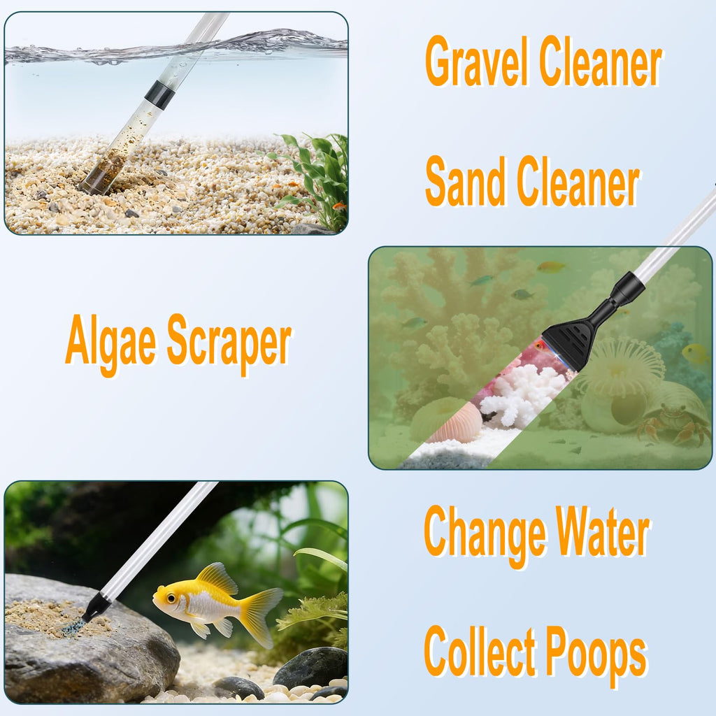 Aquarium Gravel Cleaner with 6Ft Water Hose and Skimmer Net E899669