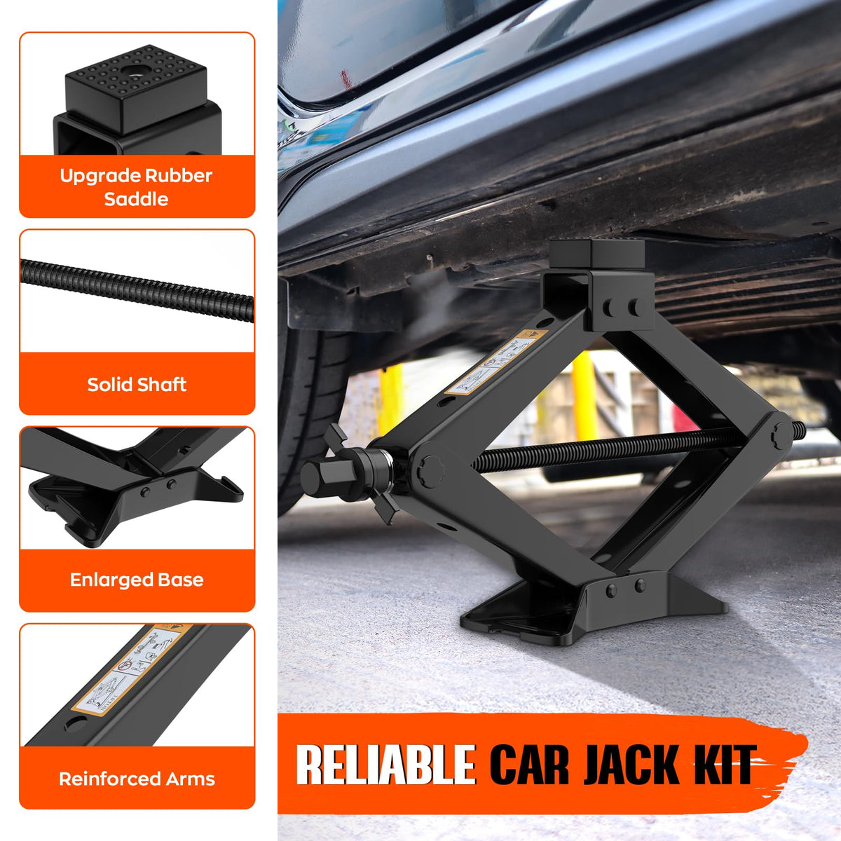 3 Ton Portable Scissor Jack with Lug Wrench Y62457