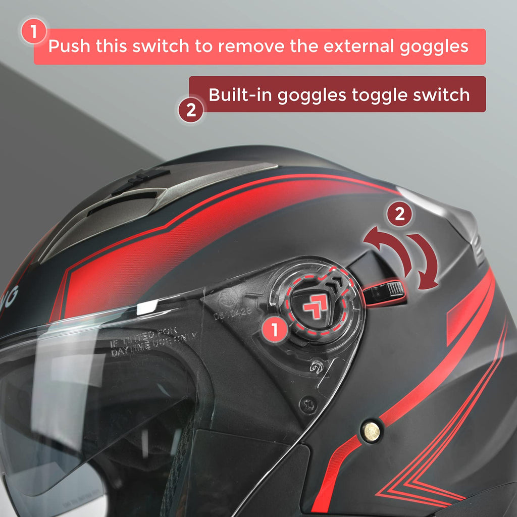3/4 Open Face Motorcycle Helmet with Double Visor B538