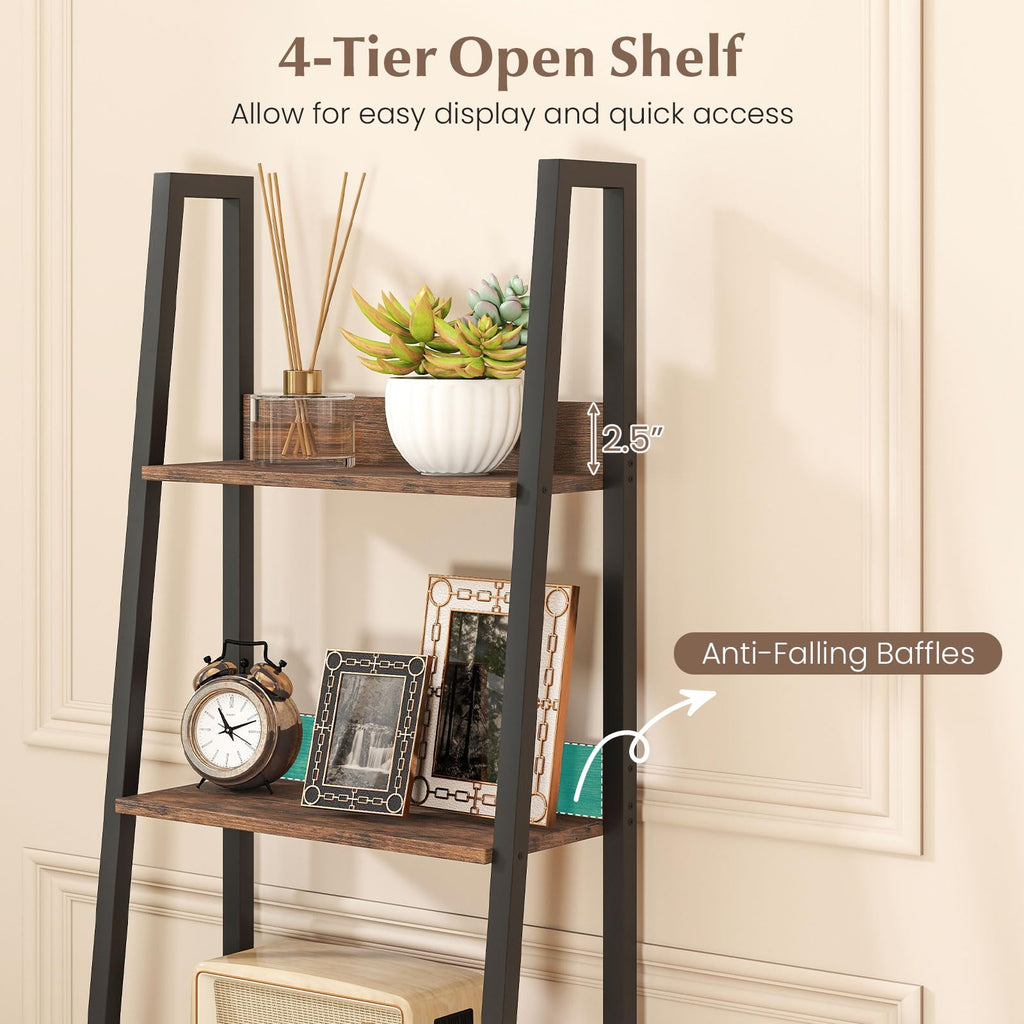 5-Tier Ladder Bookshelf with Fabric Drawer S860