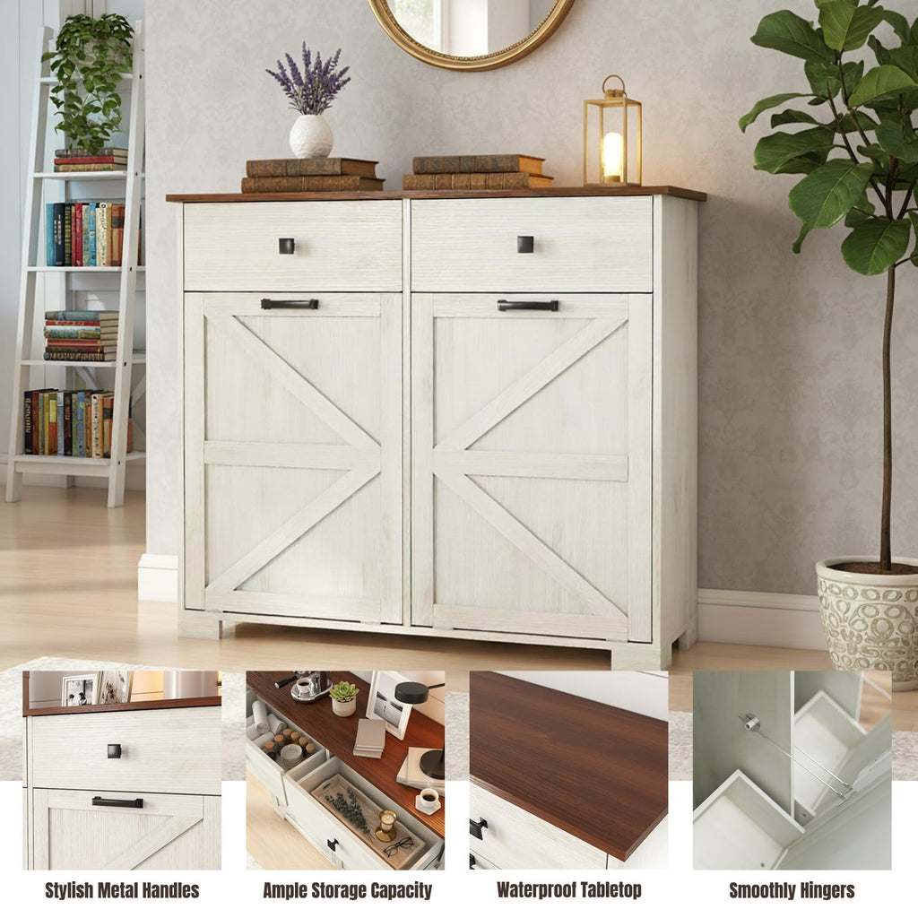 White Tilt Out Trash Can Cabinet U484842