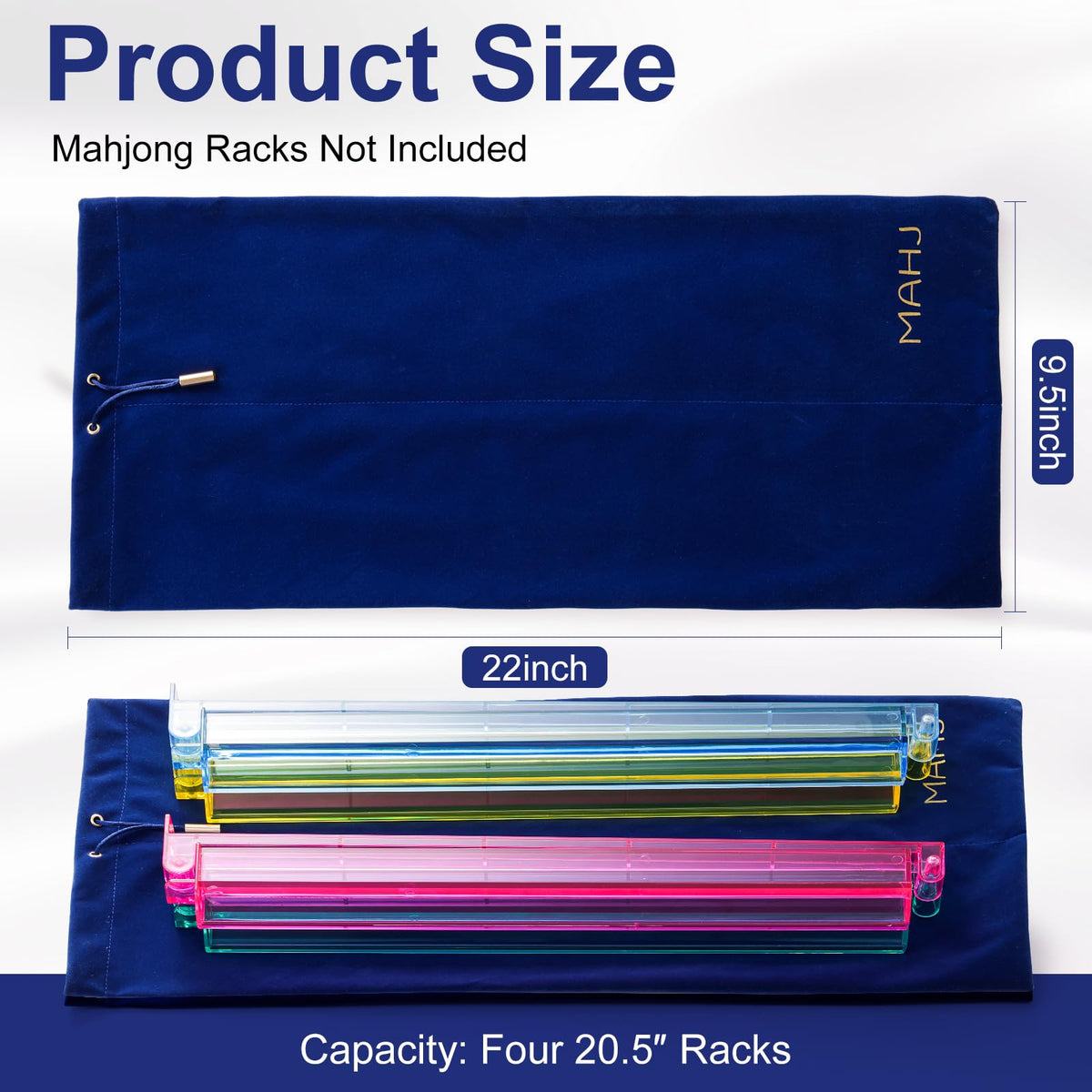 Blue Velvet Drawstring Storage Bag with 2 Compartments H5621