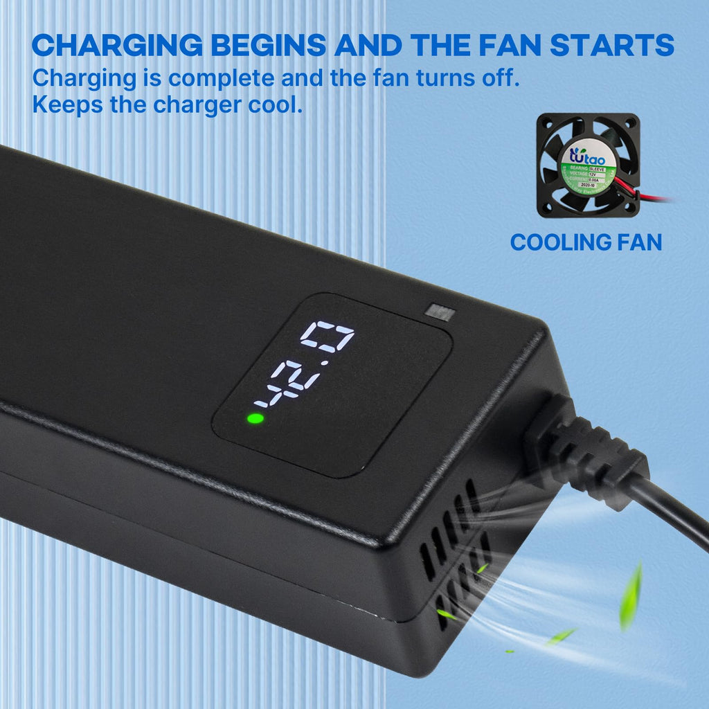 42V 3A Lithium Battery Charger with Display and Built-in Fan Q430