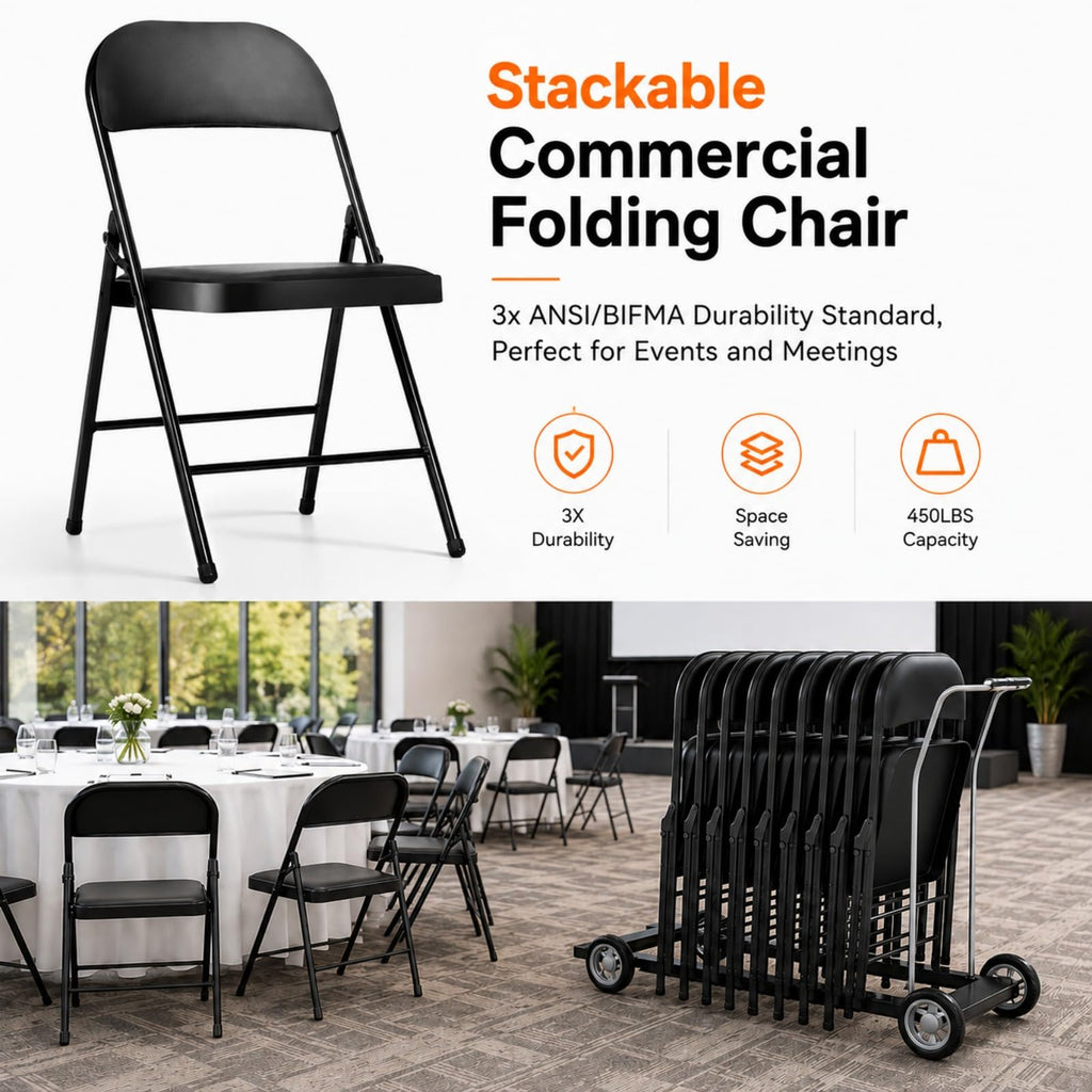 Folding Chairs with Cushion 10 Pack E830842