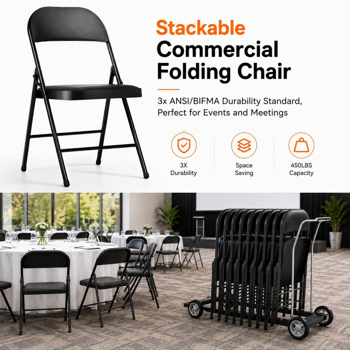 Folding Chairs with Cushion 10 Pack E830842