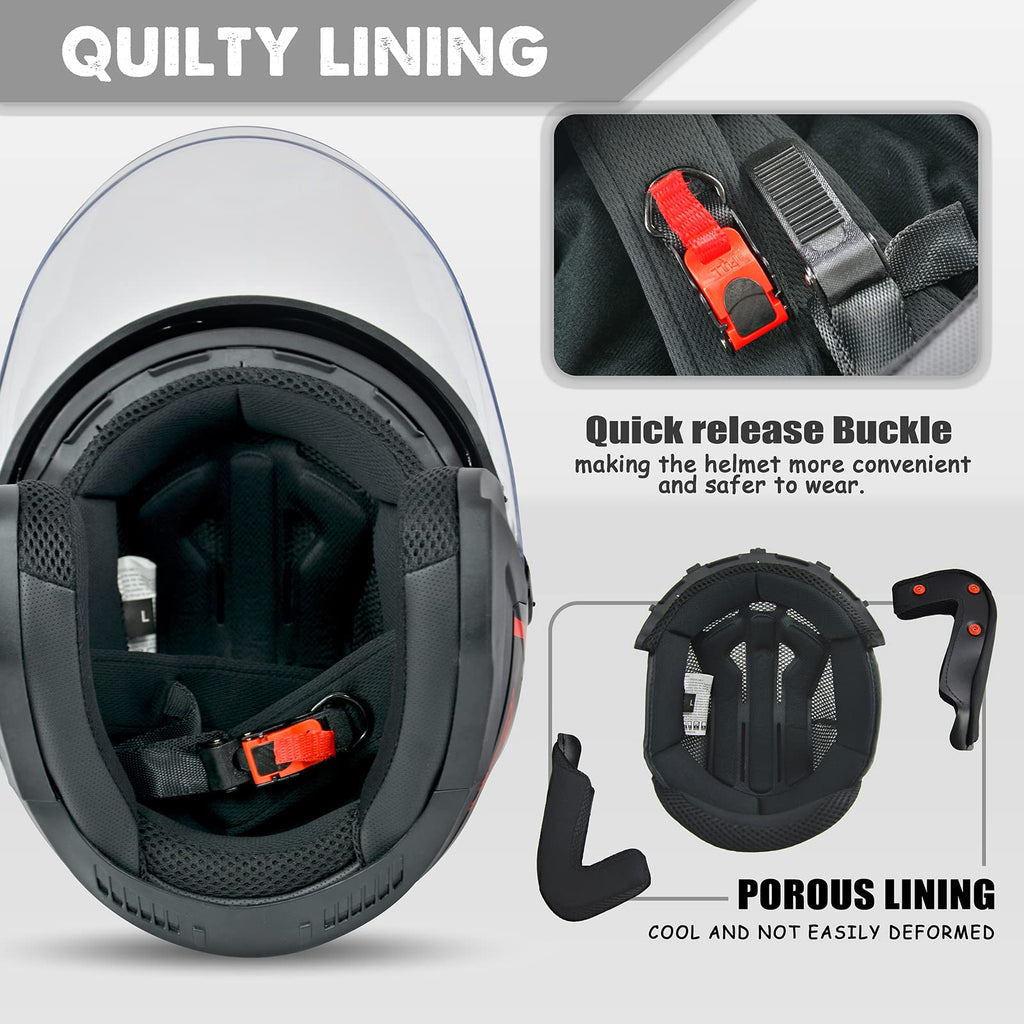 3/4 Open Face Motorcycle Helmet with Double Visor B538