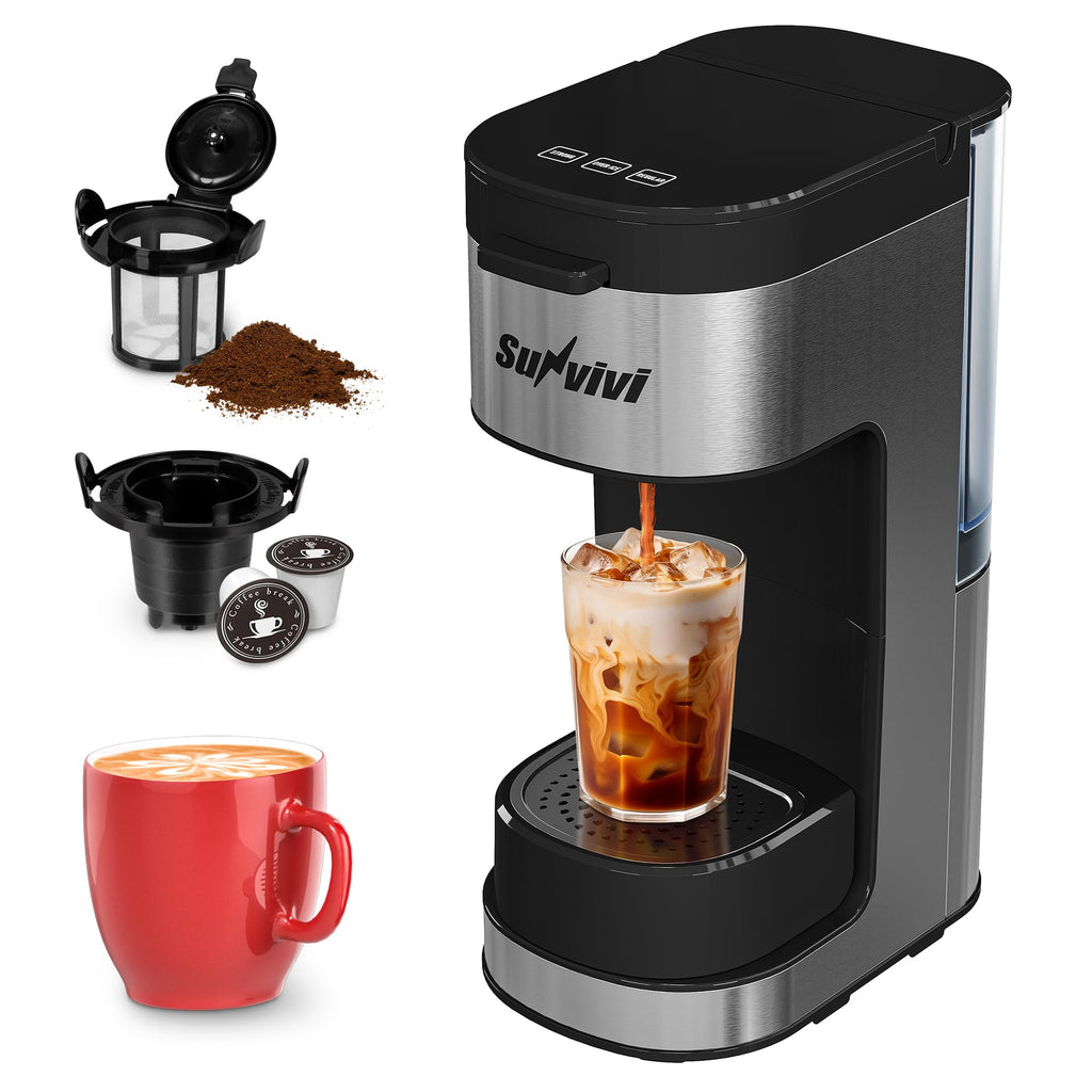 3-in-1 Single Serve Coffee Maker with Removable Water Reservoir, Black Z596408
