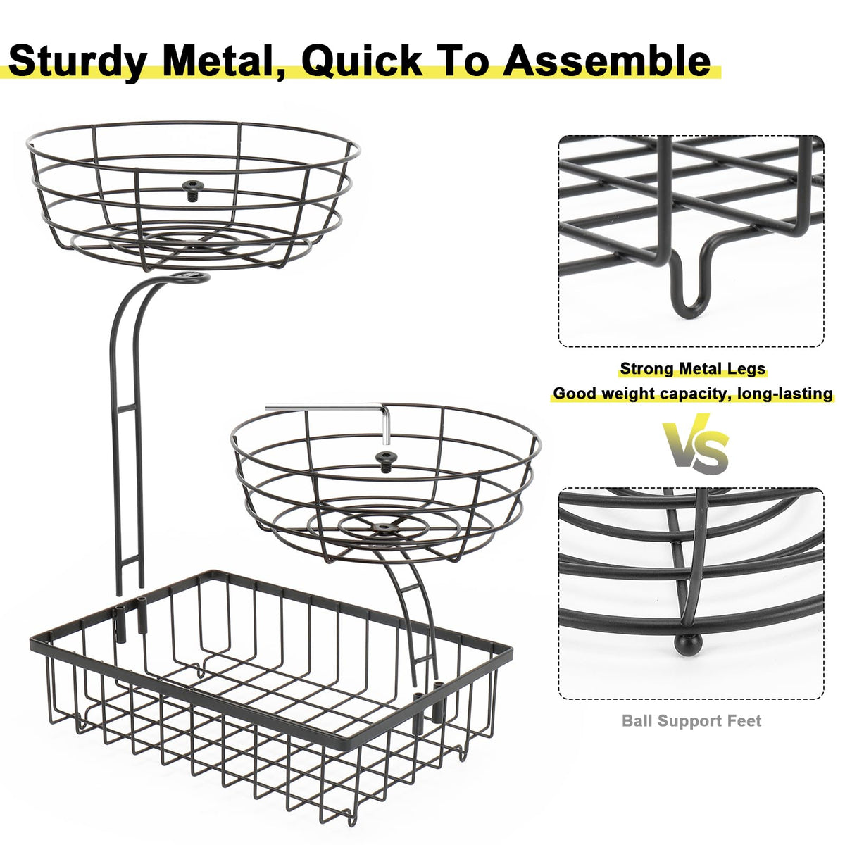 3 Tier Metal Fruit Vegetable Basket Y62914