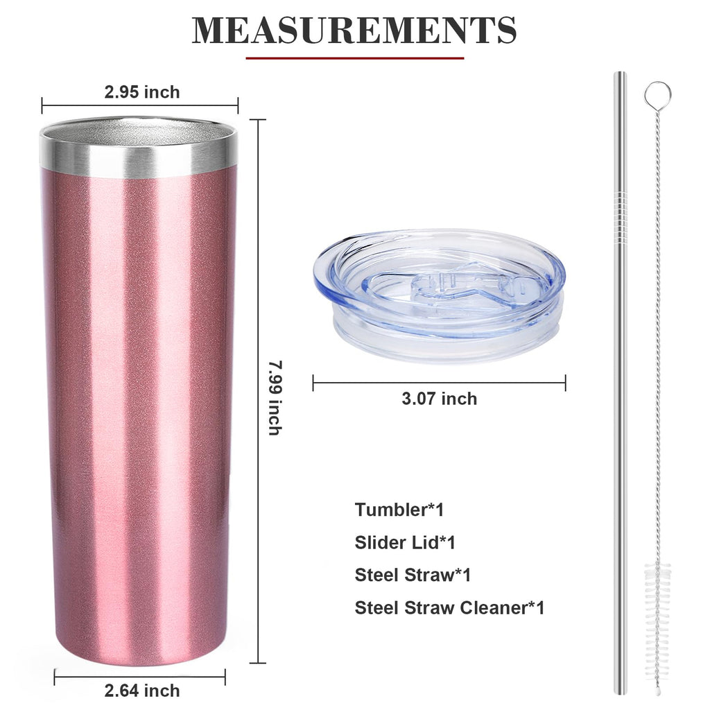20 oz Stainless Steel Vacuum Insulated Tumbler with Lid and Straw M174