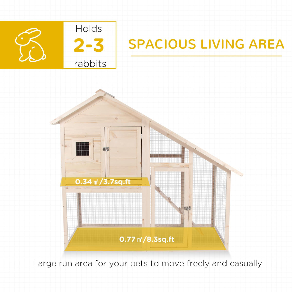 55" 2-Tier Wooden Rabbit Hutch with Ramp N221208