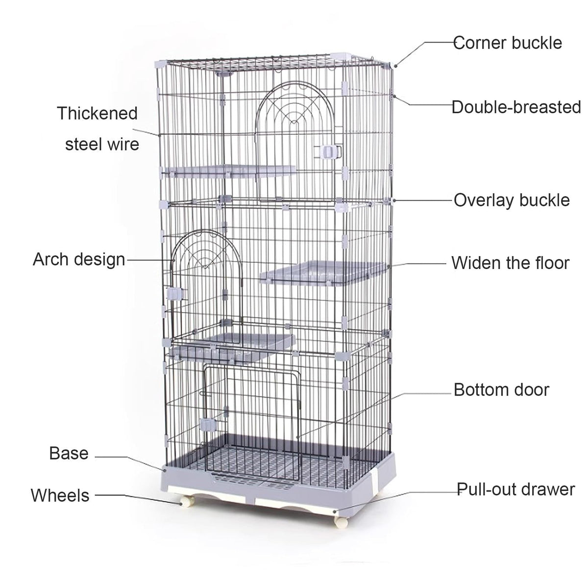 Foldable 4 Tier Detachable Cat Cage with Hammock B161