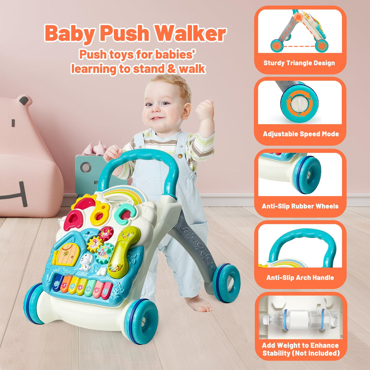 Blue Baby Walker Activity Center with Music and Light R867