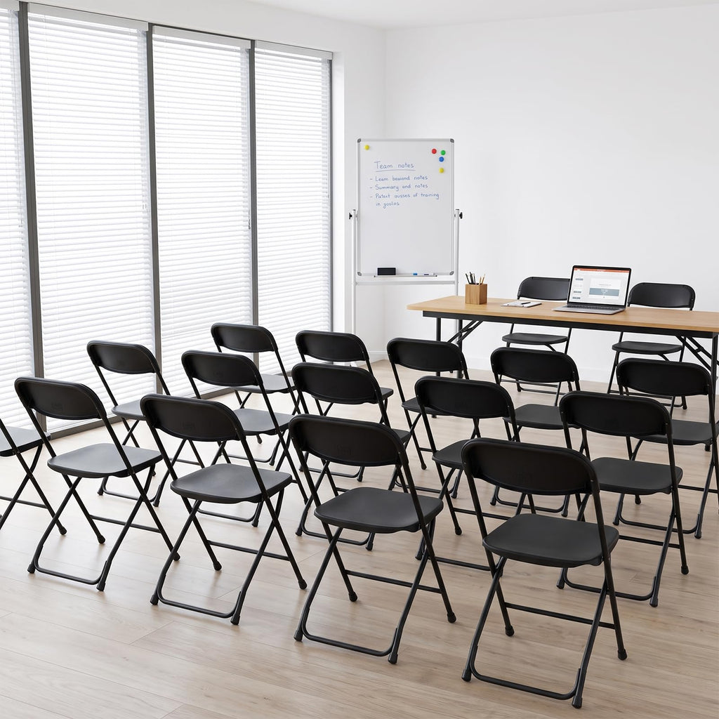 10 Pack Lightweight Stackable Plastic Folding Chairs with Steel Frame C44896