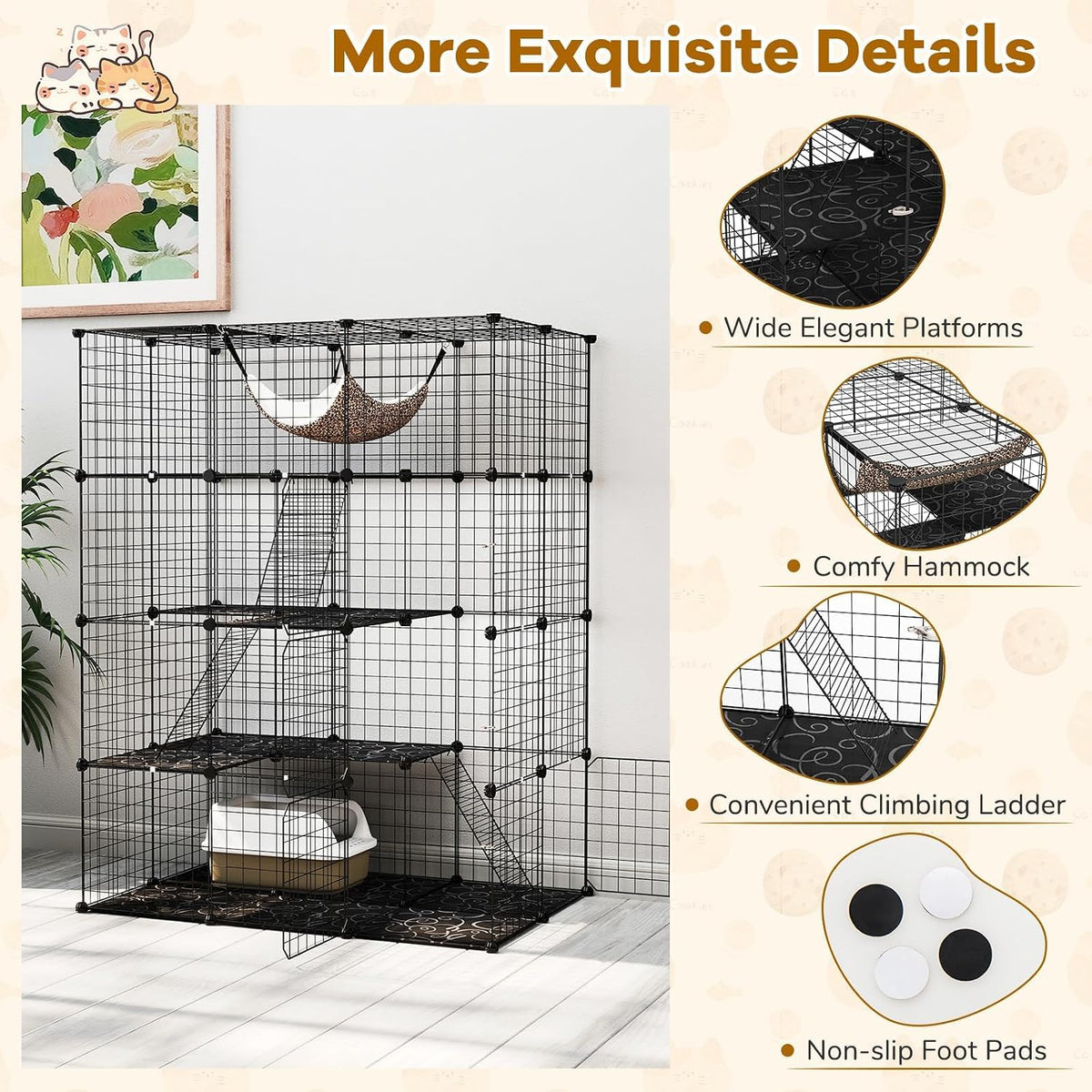 Large 4-Tier Metal Wire Cat Cage F83048