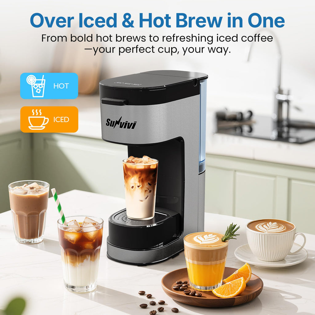 3-in-1 Single Serve Coffee Maker with Removable Water Reservoir, Black Z596408