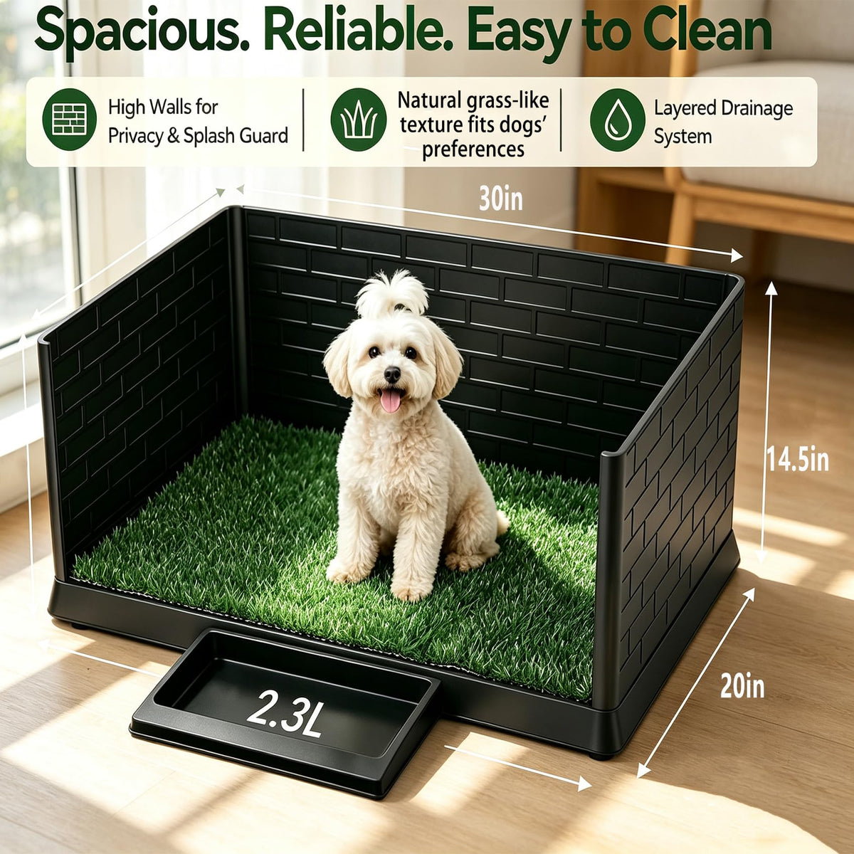 30"×20" Artificial Grass Dog Potty Tray V153