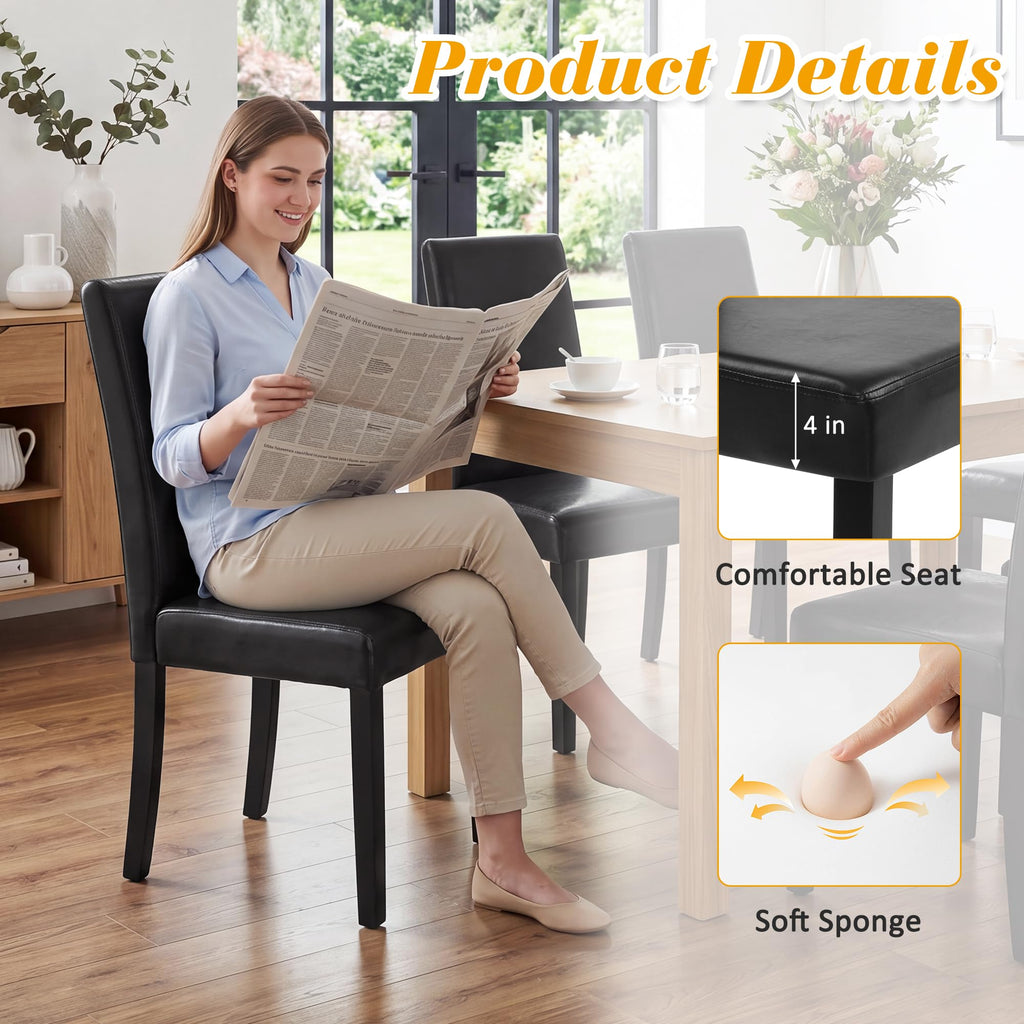 Black PU Leather Upholstered Dining Chairs Set of 6 G106471