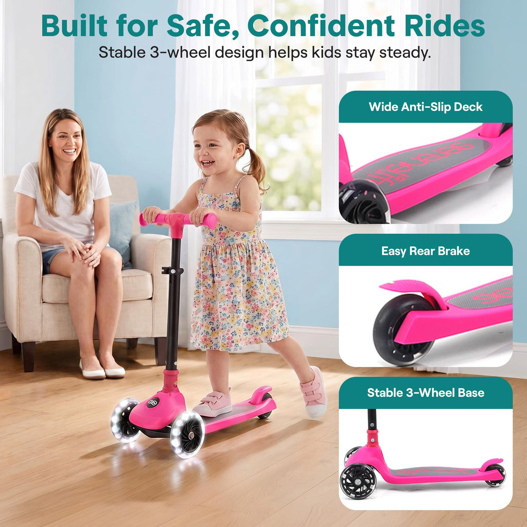 Adjustable 3 Wheel Kids Scooter with LED Wheels H320807