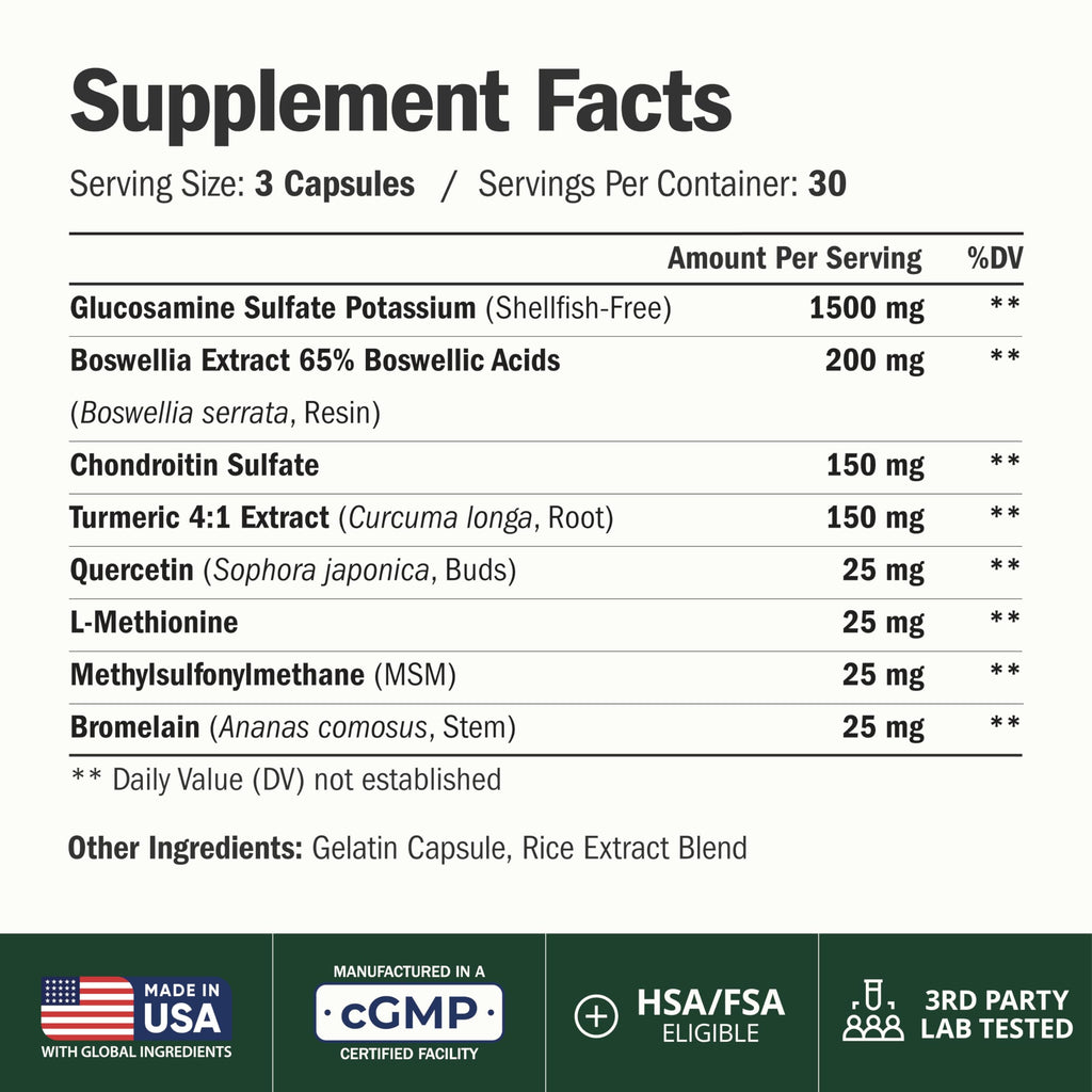 Glucosamine Chondroitin MSM Joint Support Supplement 90 Ct H120387