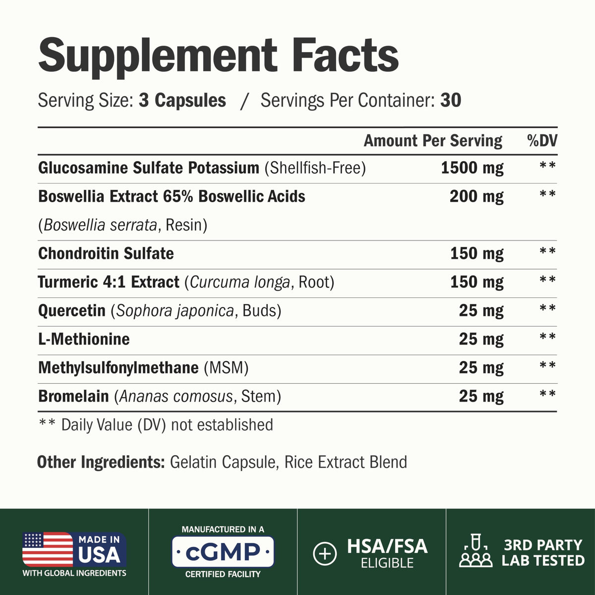 Glucosamine Chondroitin MSM Joint Support Supplement 90 Ct H120387
