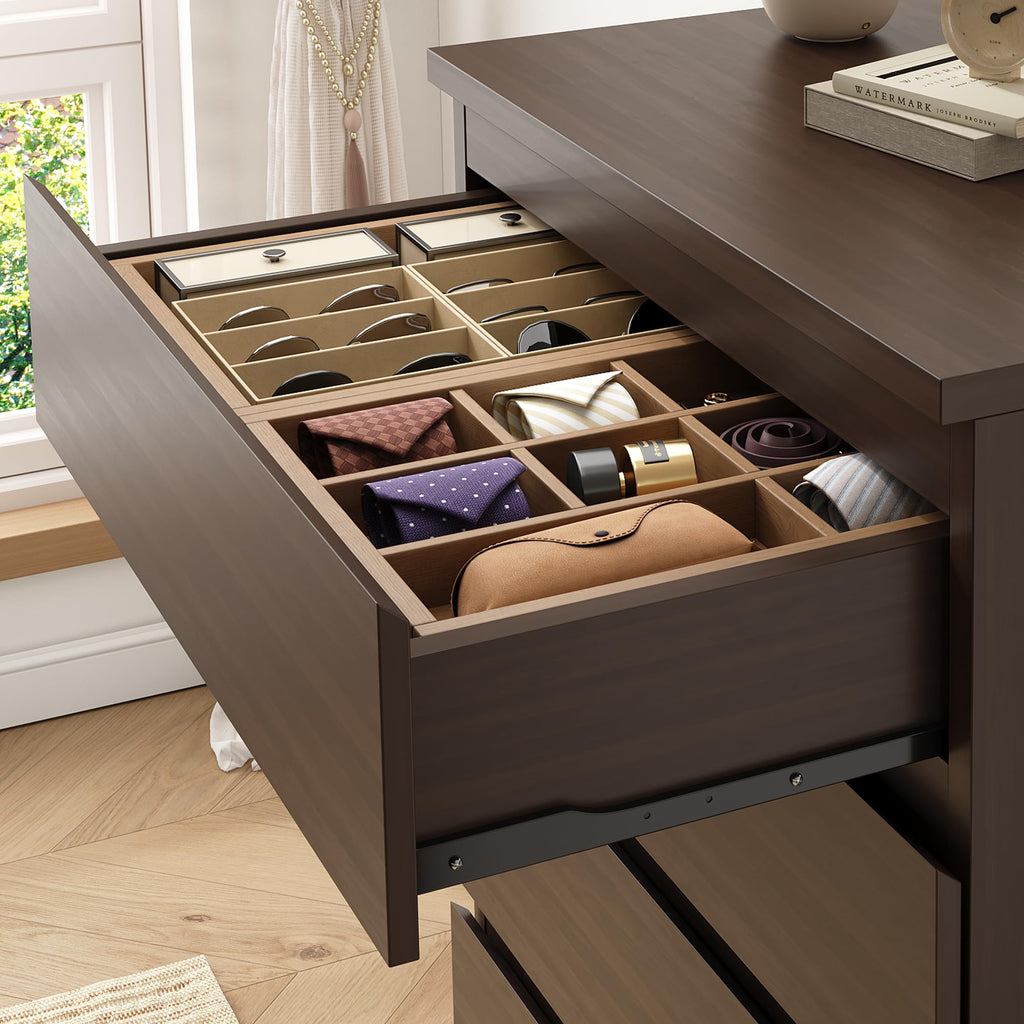 Brown 5 Drawer Wood Dresser J762