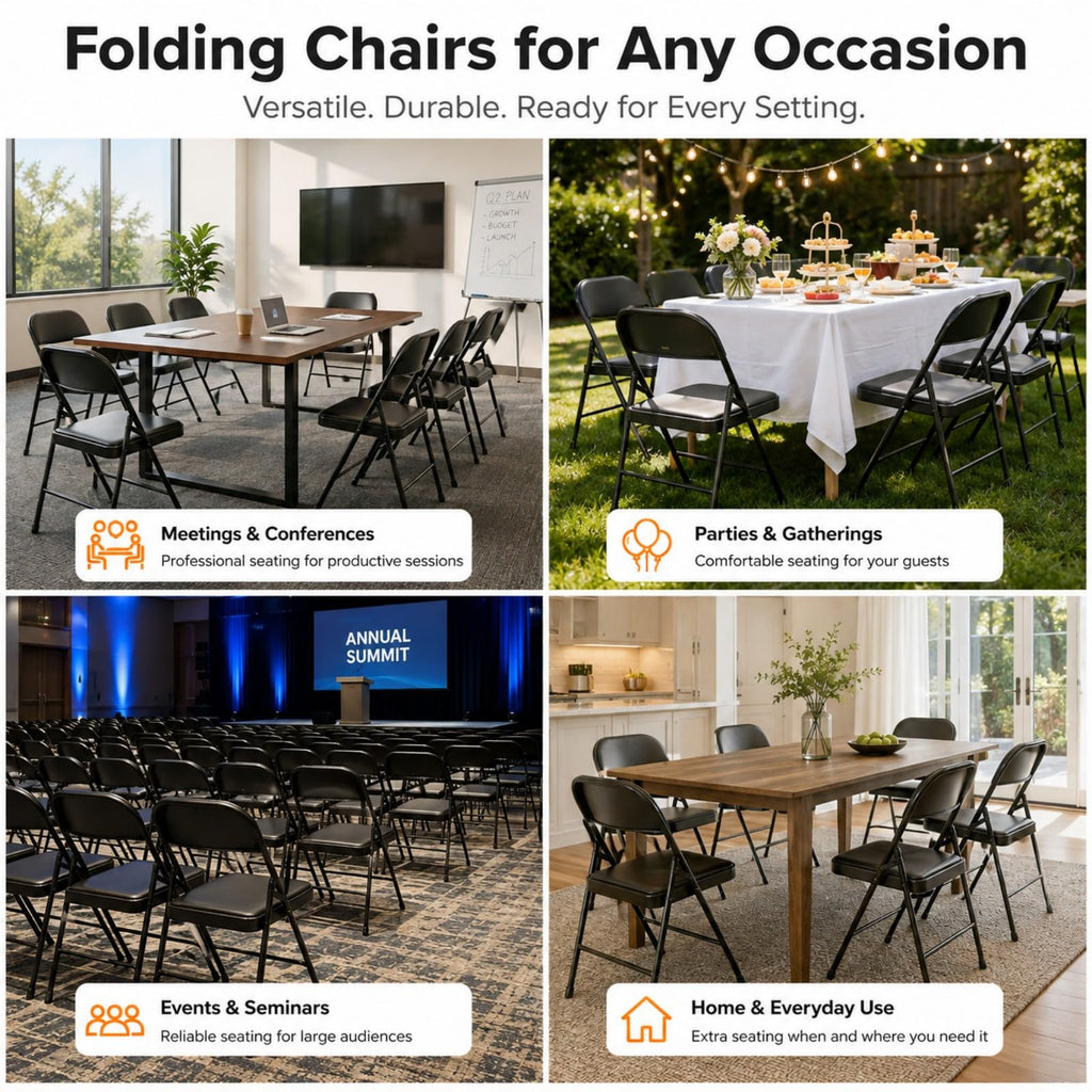 Folding Chairs with Cushion 10 Pack E830842
