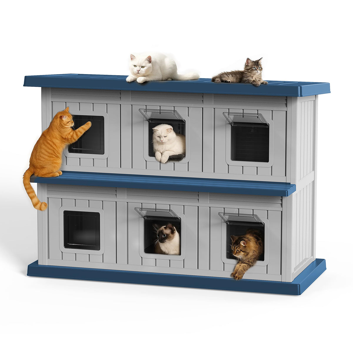 Resin Double-Decker Outdoor Cat House L4980