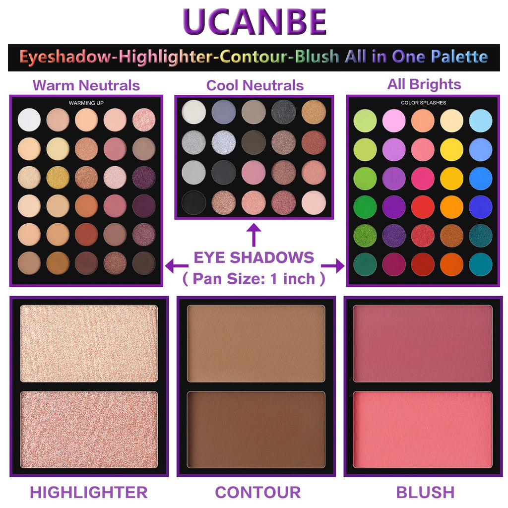 86 Colors Matte Shimmer Eyeshadow Palette with 15 Pcs Brushes E729950