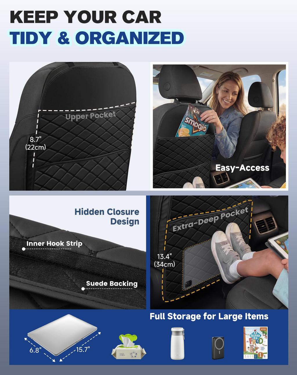 Car Seat Back Protectors Black T372153