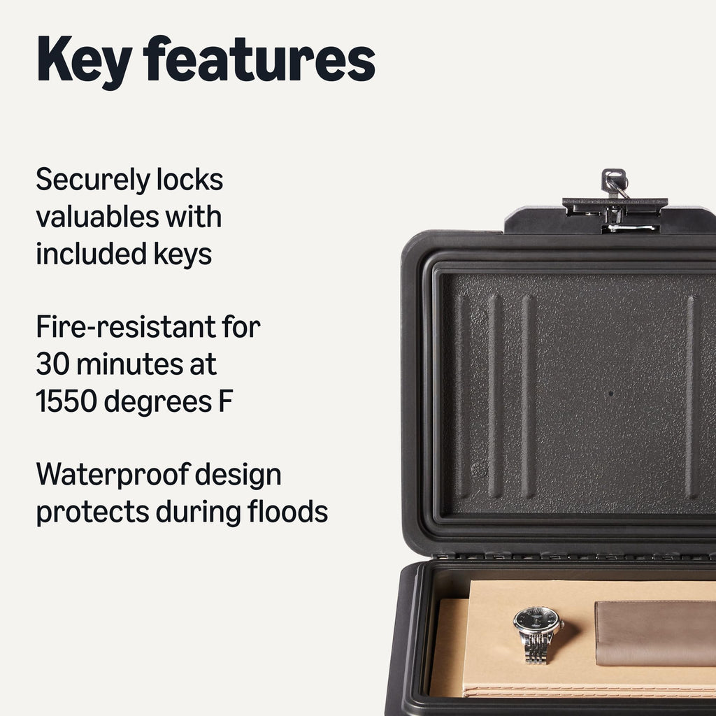 Fire-Resistant Waterproof Fire Chest with Mechanical Key, 0.22 cu. ft, Black K937320