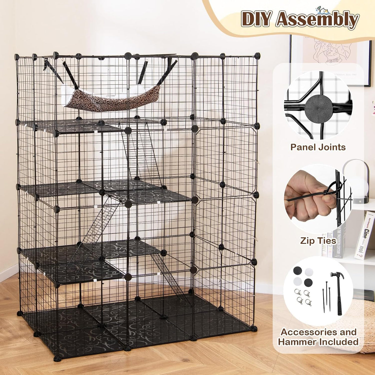 Large 4-Tier Metal Wire Cat Cage F83048