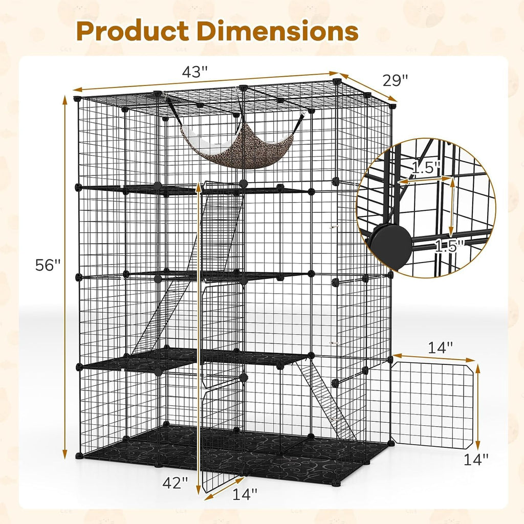 Large 4-Tier Metal Wire Cat Cage F83048