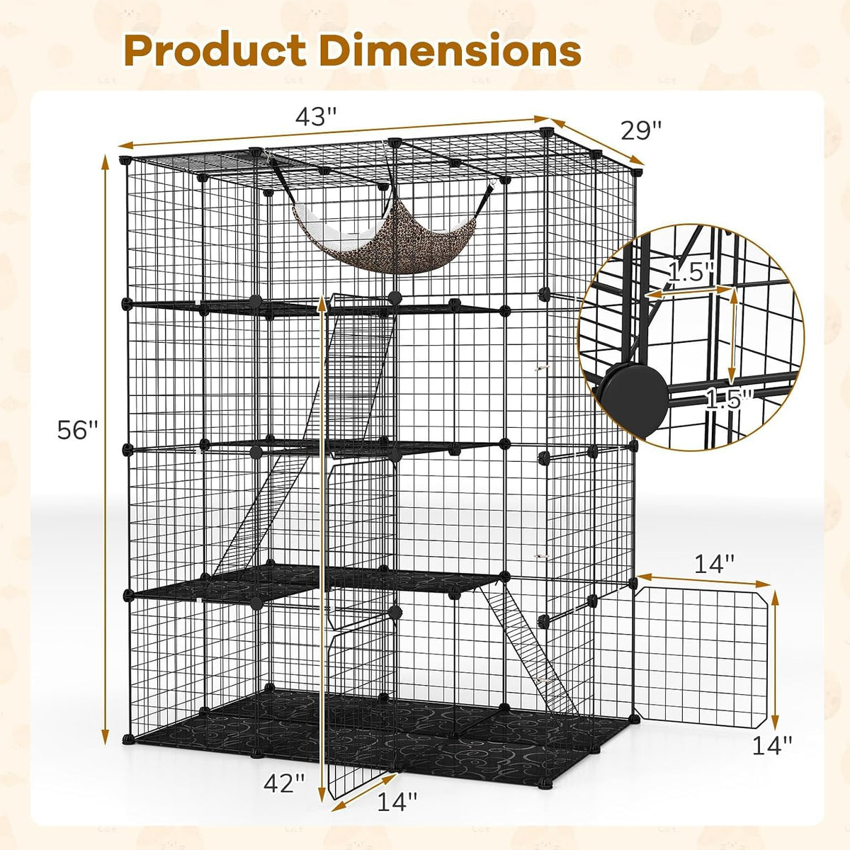 Large 4-Tier Metal Wire Cat Cage F83048