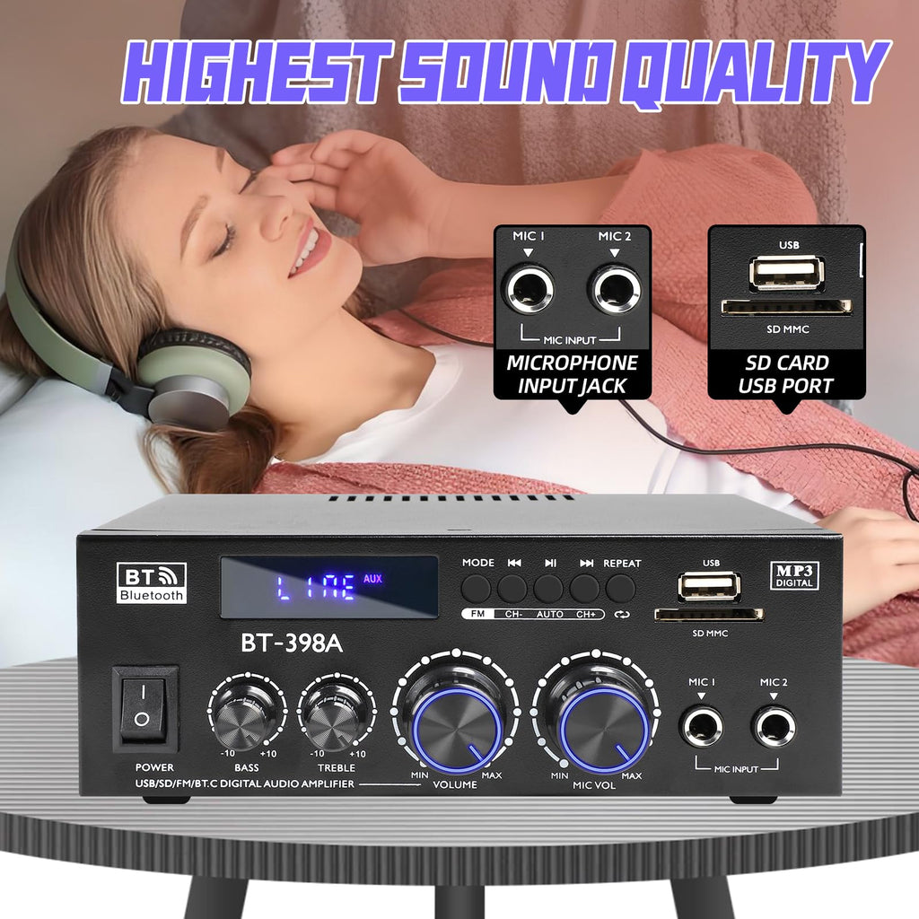 Bluetooth 5.0 Stereo Receivers, 2 Channel 450W Home Amplifier L150628