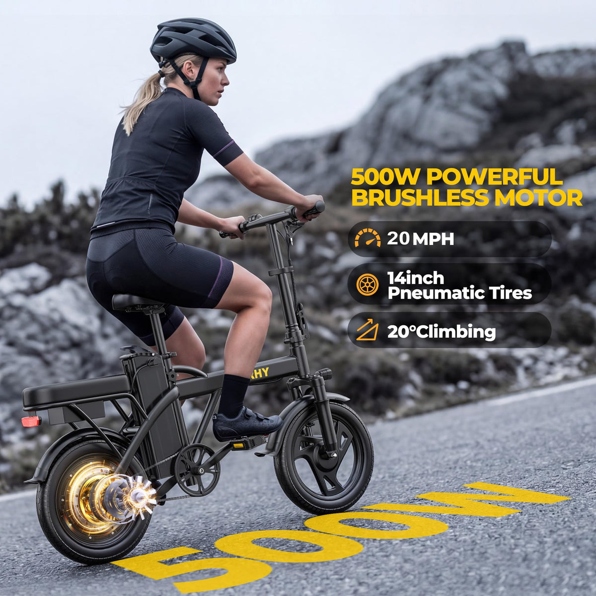 Electric Bike for Adults 750W Peak Motor 20 MPH Folding Ebike 14" O253653