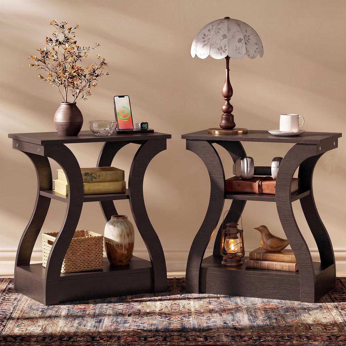 Brown End Tables Set of 2 Q945