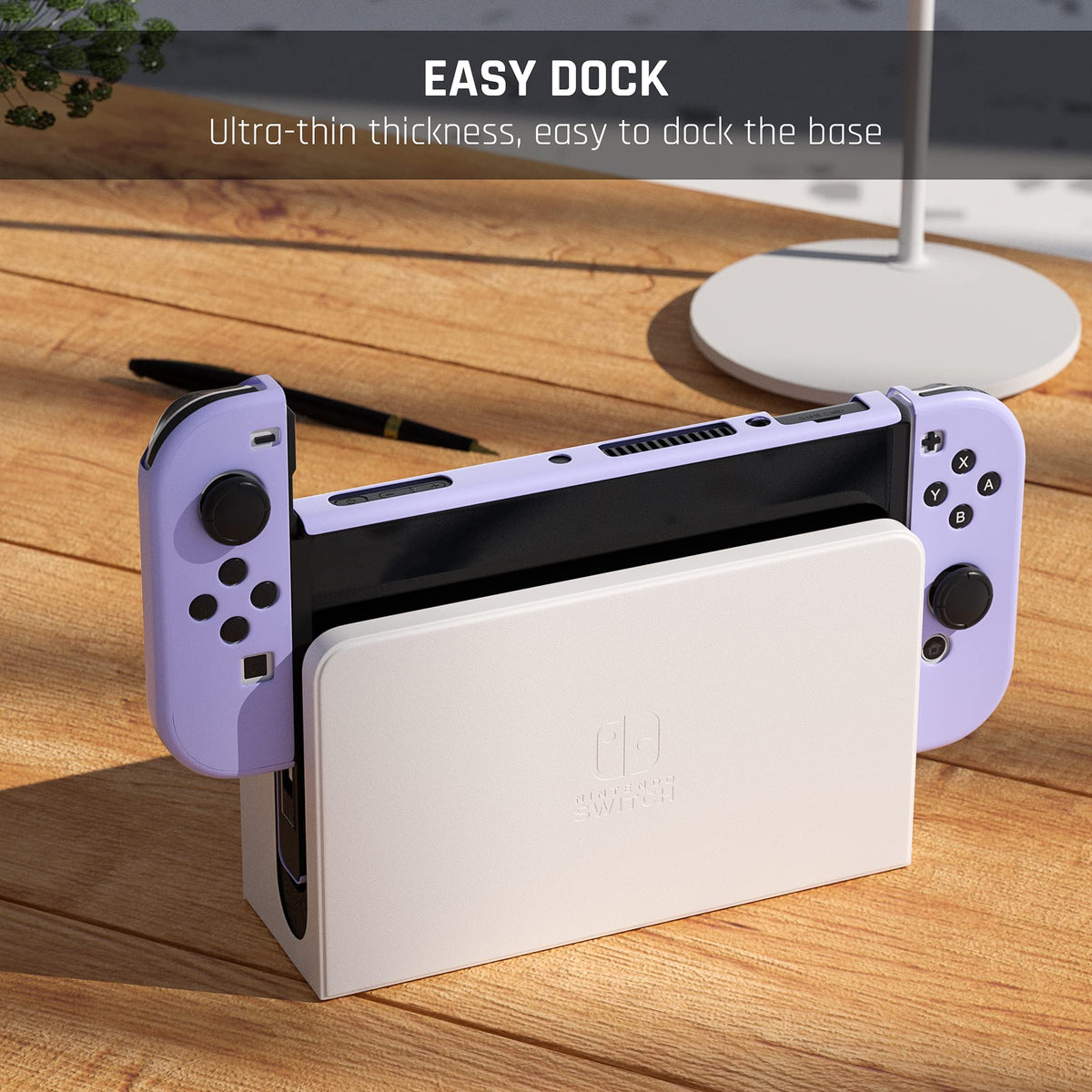 Purple Case for Nintendo Switch OLED Model with Screen Protector and 4 Thumb Grip Caps M204906