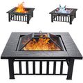 32 inch Square Outdoor Fire Pit Table with Spark Screen R104