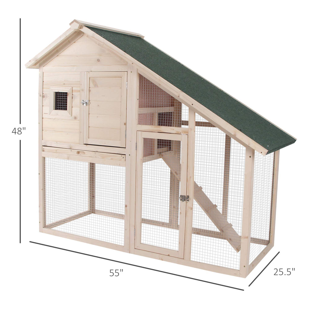 55" 2-Tier Wooden Rabbit Hutch with Ramp N221208