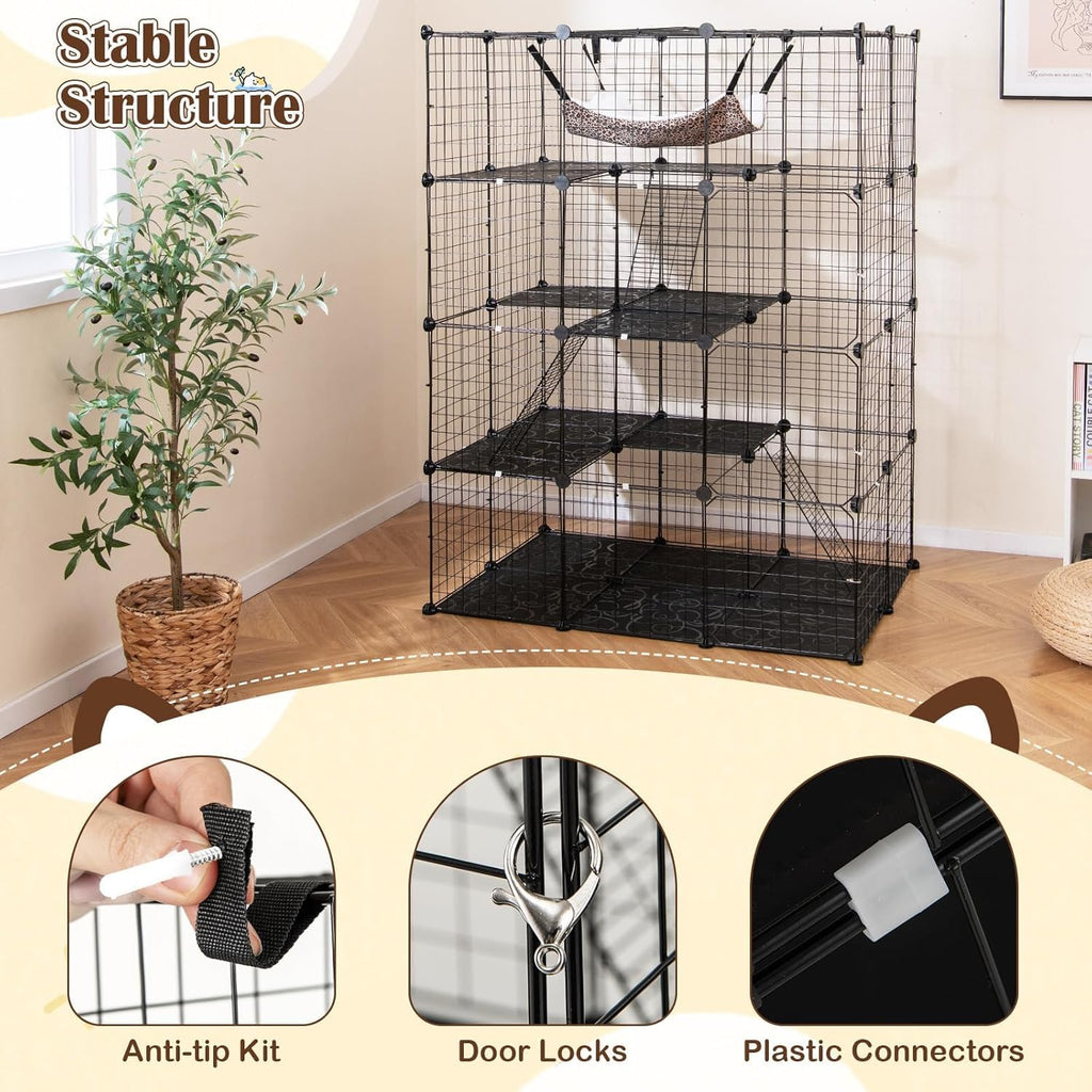 Large 4-Tier Metal Wire Cat Cage F83048