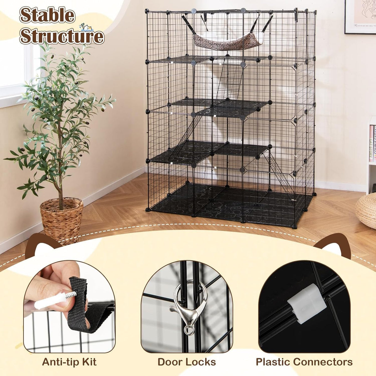 Large 4-Tier Metal Wire Cat Cage F83048