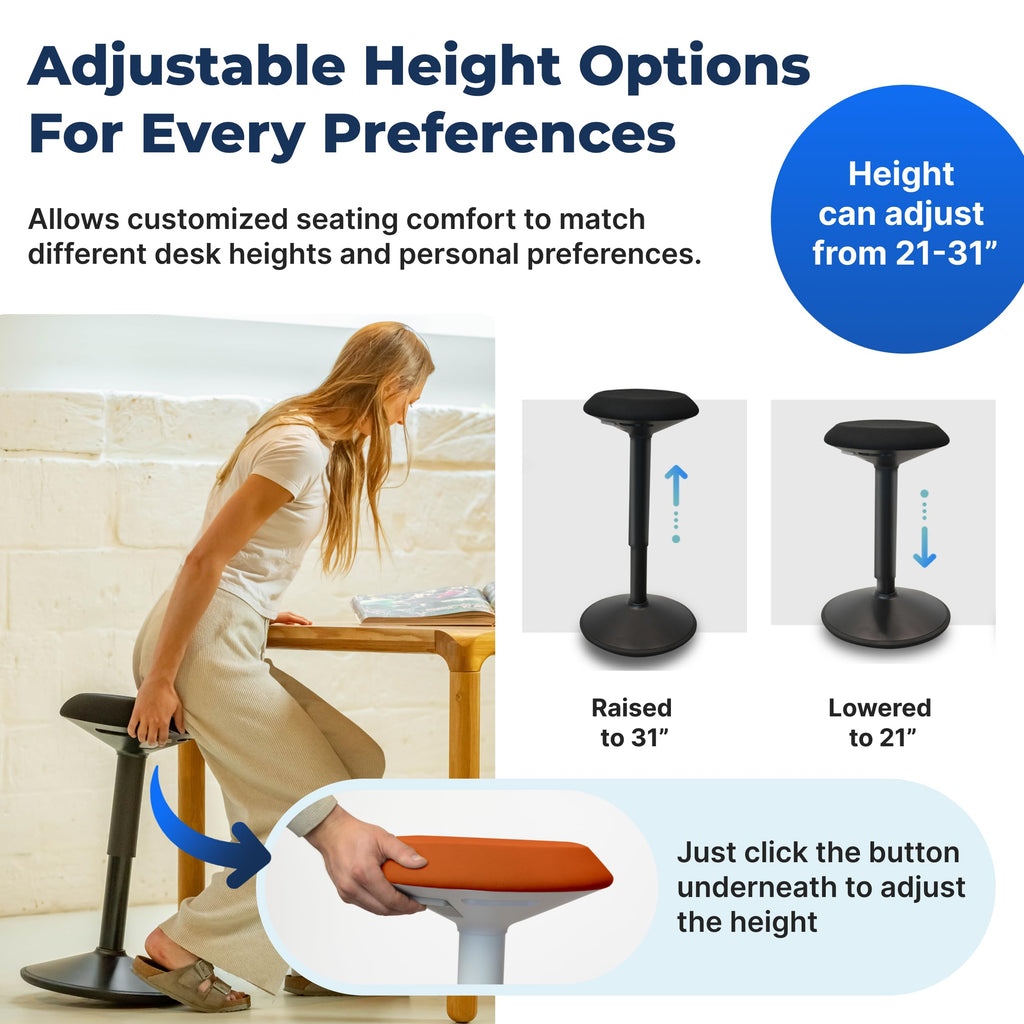 Height Adjustable Swivel Wobble Stool T444363