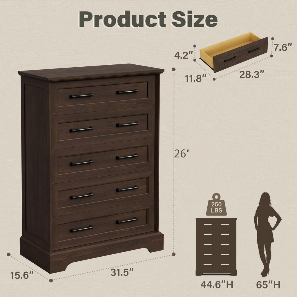 Brown 5 Drawer Dresser E66064