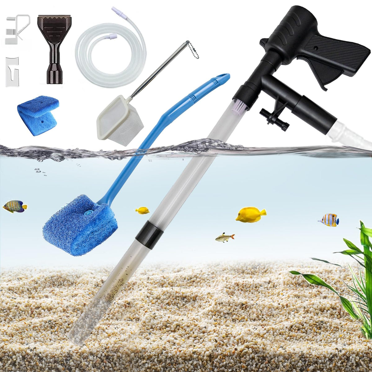 Aquarium Gravel Cleaner with 6Ft Water Hose and Skimmer Net E899669