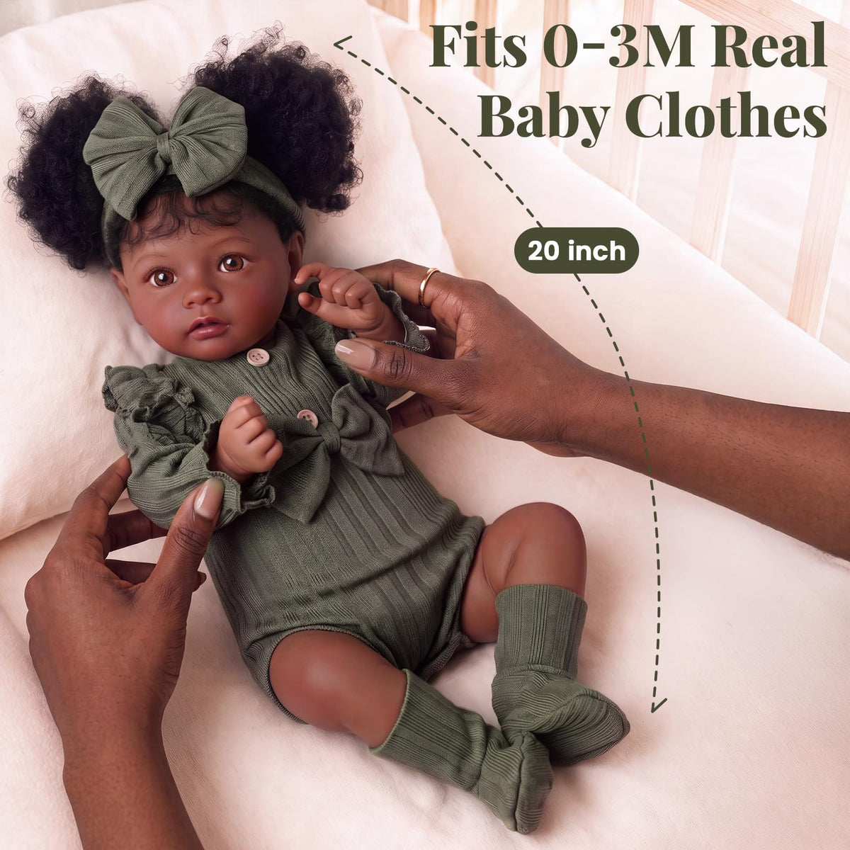 20 Inch Black Lifelike Baby Girl Doll O461047