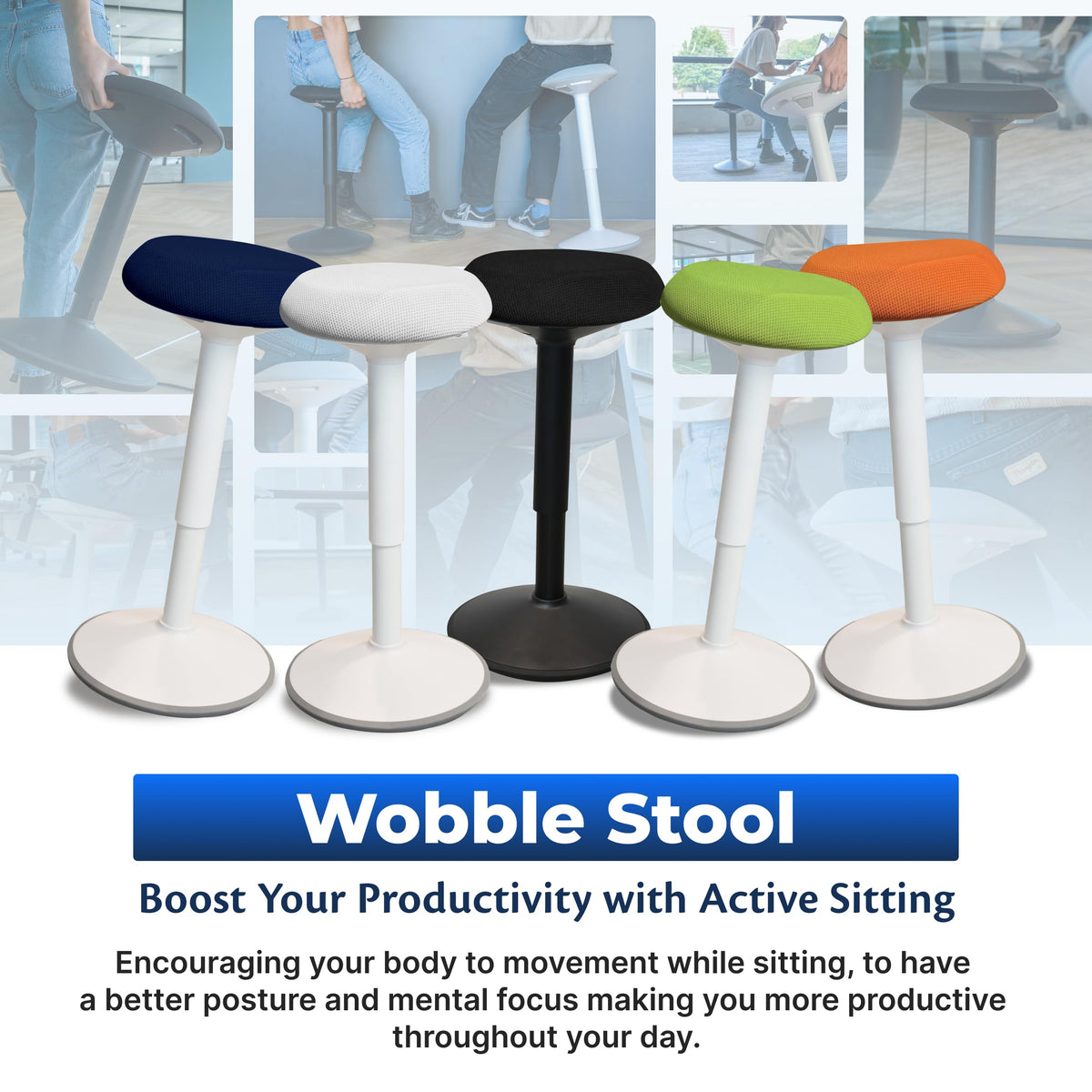 Height Adjustable Swivel Wobble Stool T444363