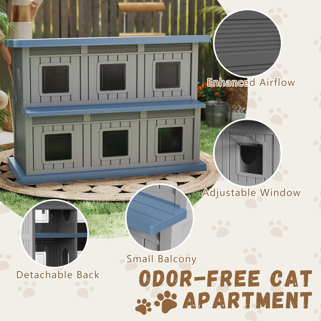 Resin Double-Decker Outdoor Cat House L4980