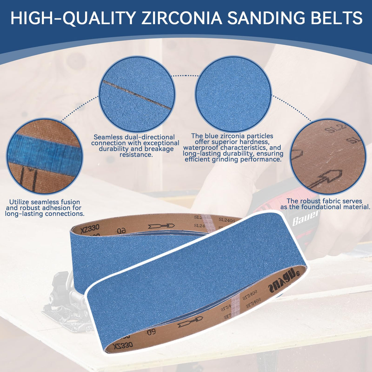 4x36 Inch 18 Pcs 6 Grits Zirconia Sanding Belts I480995