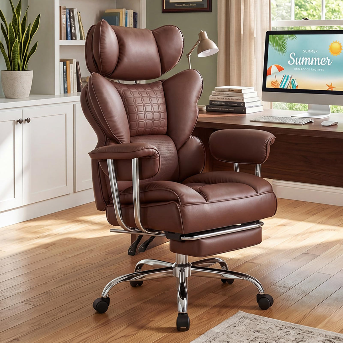 Big and Tall Home Office Desk Chair with Footrest M131573