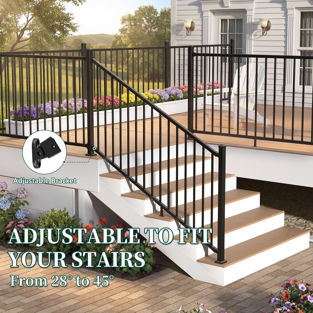 Aluminum Angle-Adjustable Stair Railing Kit H7184